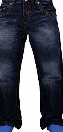 Mens Boys APT Designer Boot Cut Denim Jeans Trousers Light & Dark Wash All Sizes[Dark Wash,32,30`` = Short Leg]