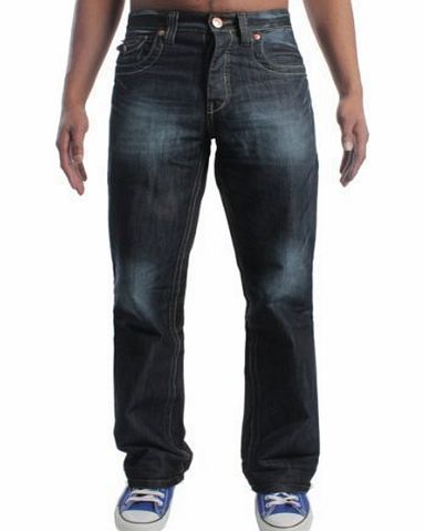 APT New Mens A31 APT Branded Designer Boot Cut Dark Wash Jeans Waist 28 - 48 (W30 Regular Leg, Dark Wash)