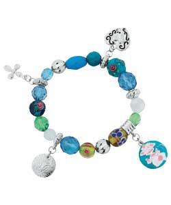 Aqua Charm Bead Stretch Bracelet