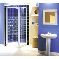 AQUALUX White/Ribbon 760mm Pivot Door Square Shower Enclosure