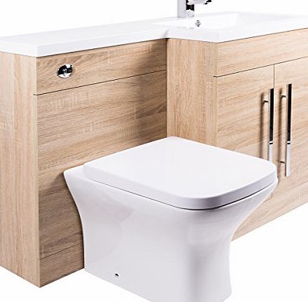 Aquariss Designer RH Oak Combi Bathroom Vanity Unit with Basin   Back To Wall Toilet