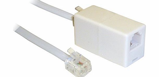 Aquarius 10M ADSL RJ11 Broadband Modem Extension Cable - Male to Male with coupler