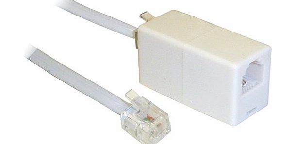 Aquarius 15M ADSL RJ11 Broadband Modem Extension Cable - Male to Male with coupler