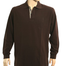 Aquascutum Chocolate Long Sleeve Pique Polo Shirt