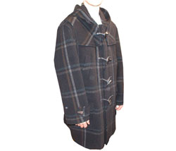 Hooded check duffle coat