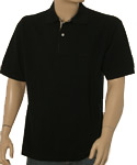 Aquascutum Mens Aquascutum Black with Check Trim Cotton Polo Shirt
