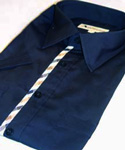 Mens Aquascutum Navy With Check Trim Cotton Short Sleeve Shirt