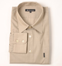 Mens Beige Long Sleeve Cotton Shirt