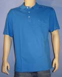 Mens Metro Blue with Aqua Check Trim Cotton Polo Shirt