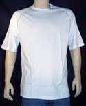 Mens White With Aqua Trim Cotton Round Neck T-Shirt