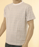 Mens White with House Check Lining Short Sleeve Cotton T-Shirt