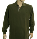 Aquascutum Olive Long Sleeve Pique Polo Shirt