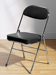 Folding Chrome Chair with Black PVC Seat and Back