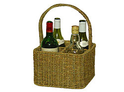 Arboreta Seagrass 4 Wine Bottle Basket