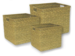 Set of 3 Oblong Water Hyacinth Storage Baskets
