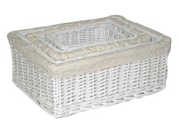 Set of 5 Lined White Willow Storage Baskets