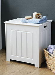 White Wood Storage Chest with Hinged Lid