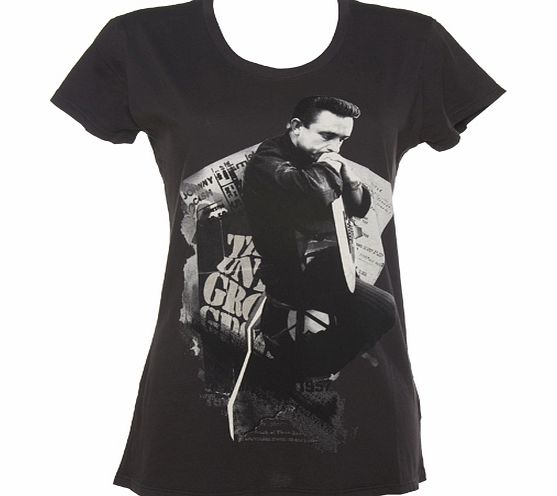 Archive 1887 Ladies Black Johnny Cash Collage Fashion Fit Tee