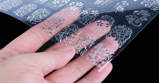 Ardisle 108 Silver 3D Flower Nail Art Stickers Decals Decorations Transfers Design Form -No glue required and just peel off to remove