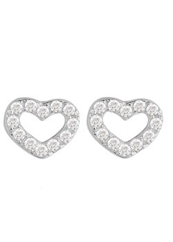 Argent Silver Cubic Zirconia Heart Earrings