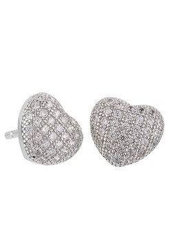 Argent Silver Cubic Zirconia Small Heart Earrings