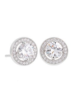 Argent Silver cubic zirconia stud earrings
