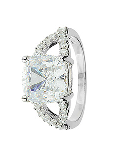 Argent Silver Cushion Cut Cubic Zirconia Ring
