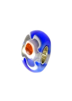 Argent Silver Red, Blue and White Glass Charm