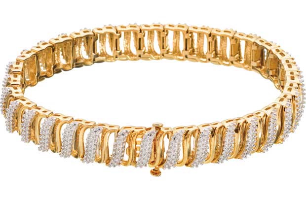 18ct Gold Plated Sterling Silver Diamond Bracelet