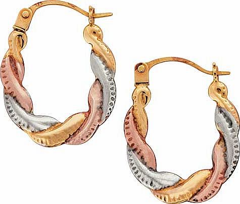 Argos 9ct 3 Colour Gold Twist Creole Earrings