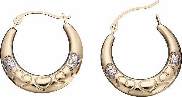 Argos 9ct Gold 2 Colour Mum Flower Creole Earrings