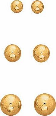 9ct Gold Ball Stud Earrings - Set of 3