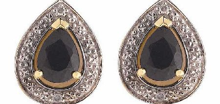 9ct Gold Black Sapphire and Diamond Stud Earrings