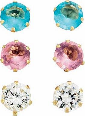 Argos 9ct Gold Cubic Zirconia and Stone Stud Earrings