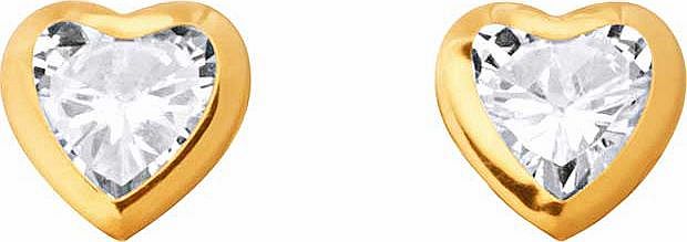9ct Gold Cubic Zirconia Heart Stud Earrings