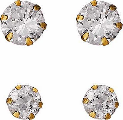 Argos 9ct Gold Cubic Zirconia Stud Earrings - Set of 2