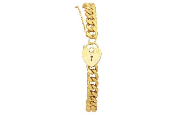 9ct Gold Curb and Padlock Bracelet