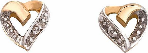 9ct Gold Diamond Set Heart Stud Earrings