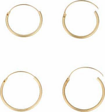 Argos 9ct Gold Hinged Hoop Earrings - Set of 2