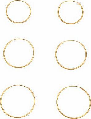 Argos 9ct Gold Hoop Earrings - Set of 3