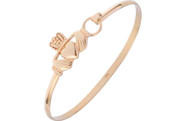 9ct Gold Plated Silver Claddagh Friendship Bangle