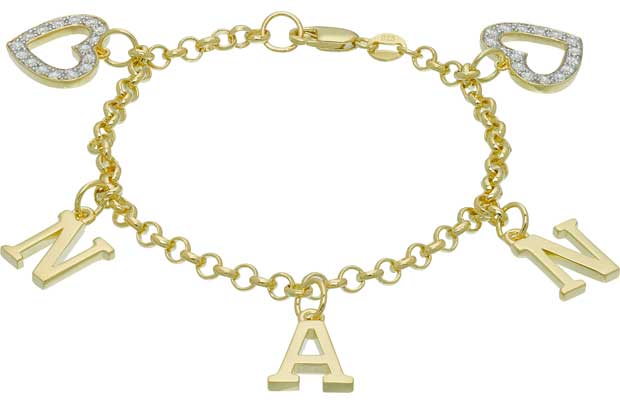 Argos 9ct Gold Plated Sterling Silver CZ Nan Heart