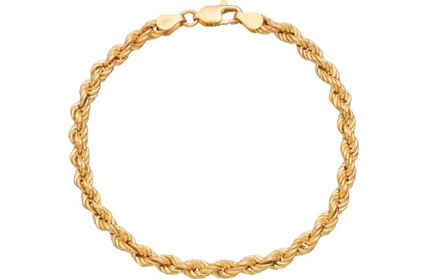 Argos 9ct Gold Plated Sterling Silver Rope Bracelet