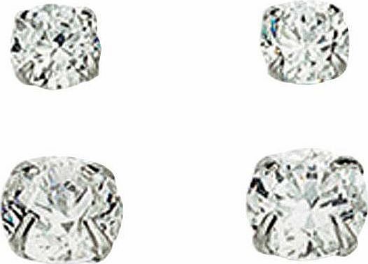 Argos 9ct White Gold Cubic Zirconia 2 Stone Stud