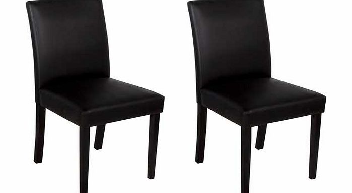 Argos Aston Pair of Black Leather Effect Dining Chairs