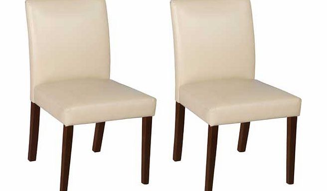 Argos Aston Pair of Cream Walnut Leather Effect Dining