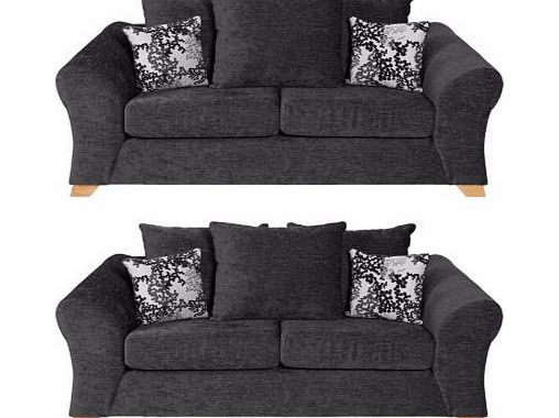 Argos Clara 2 Regular Sofas - Charcoal
