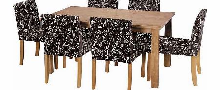 Elliott Oak Stain Dining Table and 6 Leaf Chairs