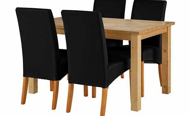 Argos Erin Oak Dining Table and 4 Black Skirted Chairs