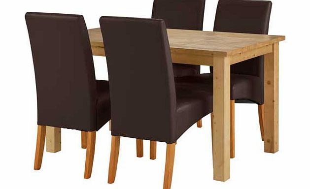 Argos Erin Oak Dining Table and 4 Chocolate Skirted